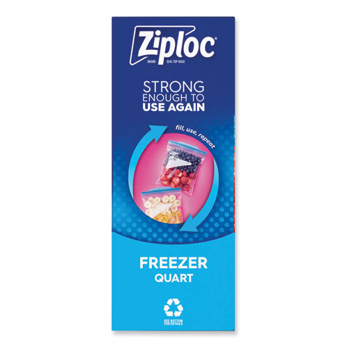 Image of Ziploc® 351177 Zipper Freezer Bags, 32 oz, 6.97" x 7.7", Clear, 38 Bags/Box, 9 Boxes/Carton