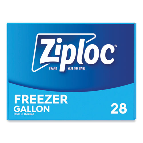Image of Ziploc® 351126 Zipper Freezer Bags, 1 gal, 9.6" x 12.1", Clear, 28 Bags/Box, 9 Boxes/Carton