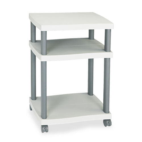 Image of Safco® 1860GR Wave Design Deskside Printer Stand, Plastic, 3 Shelves, 20" x 17.5" x 29.25", White/Charcoal Gray