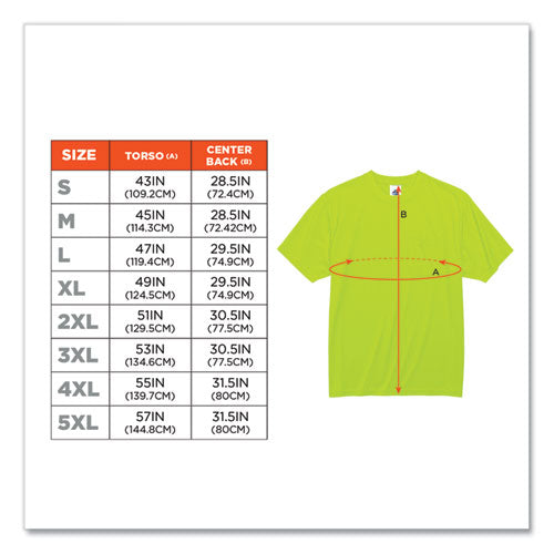 Image of ergodyne® 21556 GloWear 8089 Non-Certified Hi-Vis T-Shirt, Polyester, 2X-Large, Lime