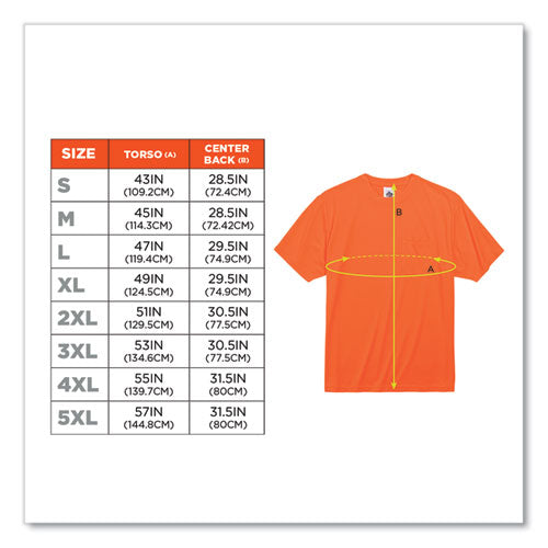 Image of ergodyne® 21563 GloWear 8089 Non-Certified Hi-Vis T-Shirt, Polyester, Medium, Orange