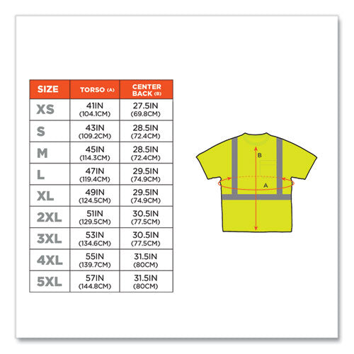 Image of ergodyne® 21503 GloWear 8289 Class 2 Hi-Vis T-Shirt, Polyester, Lime, Medium