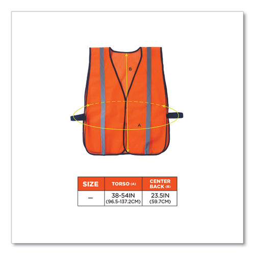 Image of ergodyne® 20030 GloWear 8020HL Non-Certified Standard Vest, Polyester, One Size Fits Most, Orange