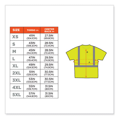 Image of ergodyne® 21502 GloWear 8289 Class 2 Hi-Vis T-Shirt, Polyester, Lime, Small
