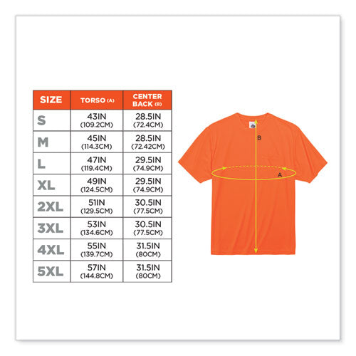 Image of ergodyne® 21564 GloWear 8089 Non-Certified Hi-Vis T-Shirt, Polyester, Large, Orange