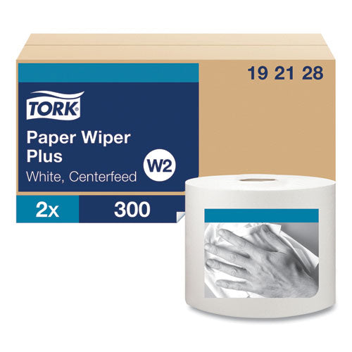 Image of Tork® 192128 Paper Wiper Plus, 9.8 X 15.2, White, 300/roll, 2 Rolls/carton