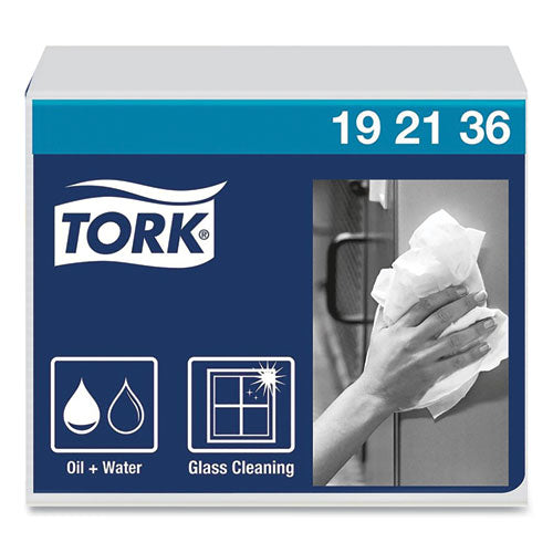 Image of Tork® 192136 Heavy-Duty Paper Wiper 1/4 Fold, 1-Ply, 12.5 x 13, White, 56/Pack, 16 Packs/Carton
