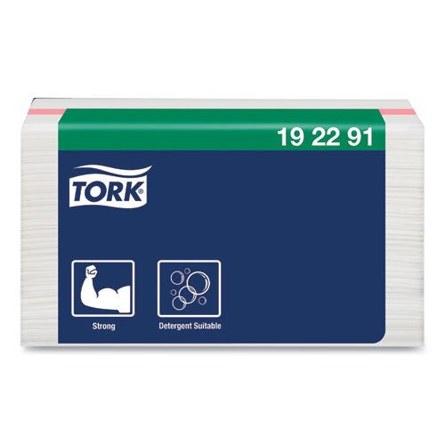 Image of Tork® 192291 Small Pack Foodservice Cloth, 1-Ply, 11.75 x 14.75, Unscented, White/Red Stripe, 50/Poly Pack, 4 Packs/Carton