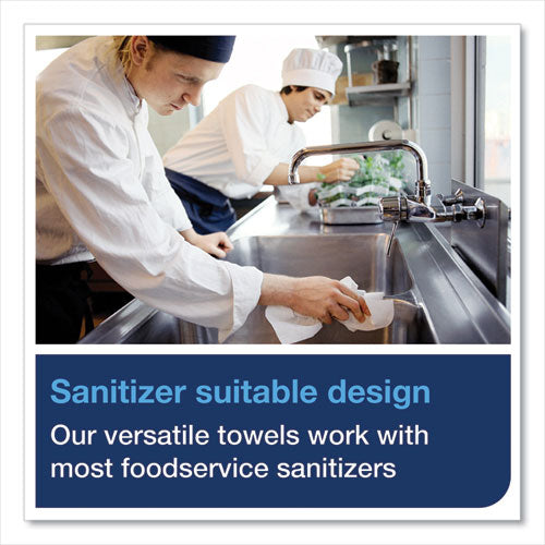 Image of Tork® 192291 Small Pack Foodservice Cloth, 1-Ply, 11.75 x 14.75, Unscented, White/Red Stripe, 50/Poly Pack, 4 Packs/Carton