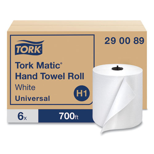 Image of Tork® 290089 Advanced Matic Hand Towel Roll, 1-Ply, 7.7" x 700 ft, White, 6 Rolls/Carton