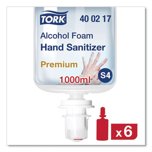 Image of Tork® 400217 Premium Alcohol Foam Hand Sanitizer, 1 L Bottle, Unscented, 6/carton