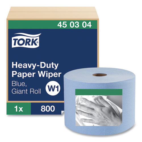 Image of TorkÂ® Heavy-Duty Paper Wiper, 1-Ply, 11.1" x 800 ft, Blue