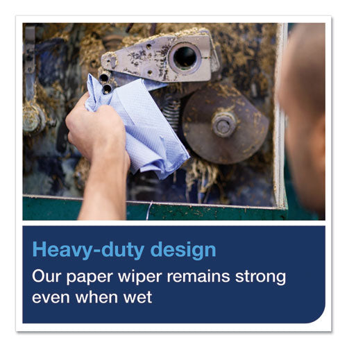 Image of TorkÂ® Heavy-Duty Paper Wiper, 1-Ply, 11.1" x 800 ft, Blue