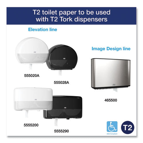 Image of Tork® 12024402 Advanced Mini-Jumbo Roll Bath Tissue, Septic Safe, 2-Ply, 3.48" x 751 ft, White, 12 Rolls/Carton
