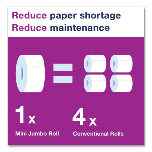 Image of Tork® 12024402 Advanced Mini-Jumbo Roll Bath Tissue, Septic Safe, 2-Ply, 3.48" x 751 ft, White, 12 Rolls/Carton