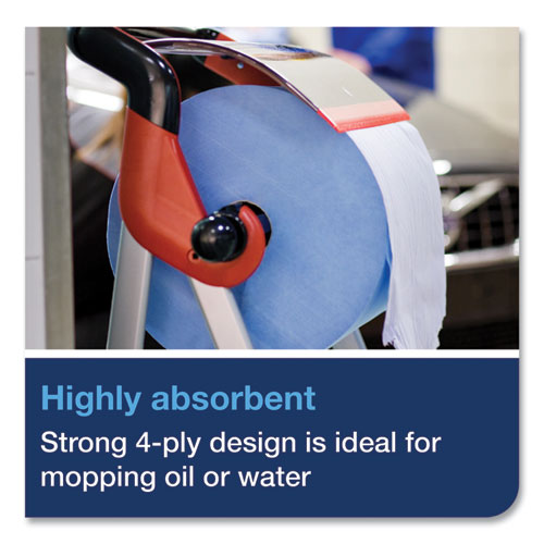 Image of Tork® 13244101 Industrial Paper Wiper, 4-Ply, 11 x 15.75, Unscented, Blue, 375 Wipes/Roll, 2 Rolls/Carton