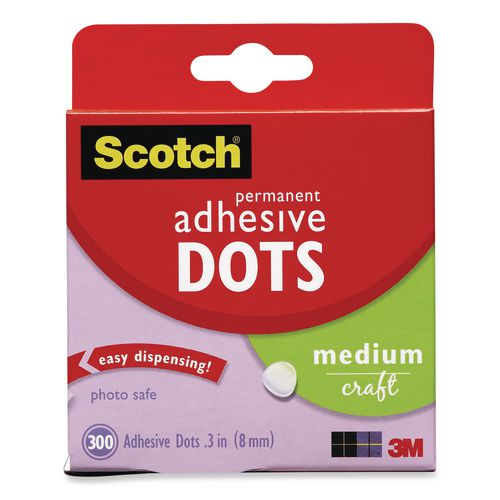 Image of Scotch® 010-300M Mounting Adhesive Dots, 0.3" Dia, Transparent, 300/pack