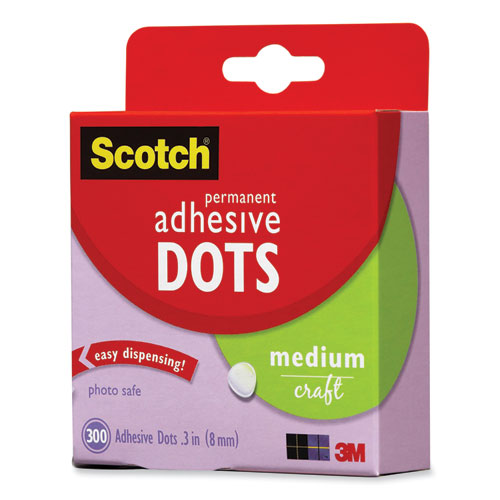 Image of Scotch® 010-300M Mounting Adhesive Dots, 0.3" Dia, Transparent, 300/pack