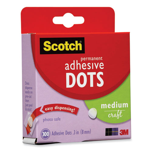 Image of Scotch® 010-300M Mounting Adhesive Dots, 0.3" Dia, Transparent, 300/pack