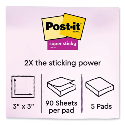 Image of Post-itÂ® Notes Super Sticky Self-Stick Notes, 3" x 3", Saffron Red, 90 Sheets/Pad, 5 Pads/Pack