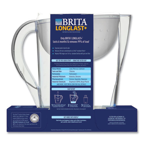 Image of BritaÂ® Pacifica Pitcher with Longlast+ Filter, 10 Cups, White/Clear