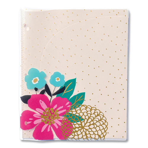 Image of Carolina Pad® 93039 Panache Glossy 3-Hole Punched 6-Pocket Folder, Accommodates 11 x 8.5 Sheets, Randomly Assorted Warm Colors