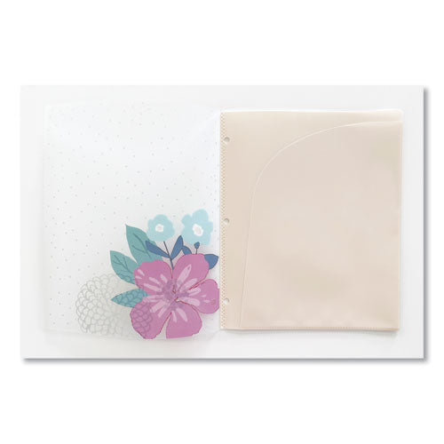 Image of Carolina Pad® 93039 Panache Glossy 3-Hole Punched 6-Pocket Folder, Accommodates 11 x 8.5 Sheets, Randomly Assorted Warm Colors