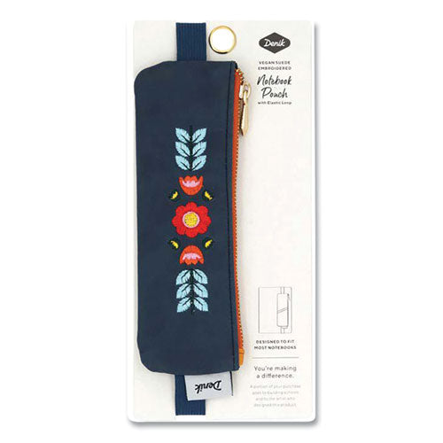 Image of Denik NBPOUCH550 Evelynn Zipper Vegan Suede Notebook Pouch, 2" x 6.5", Blue/Red/Yellow