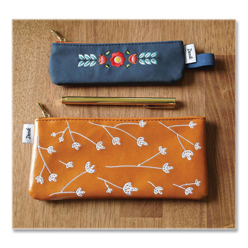 Image of Denik NBPOUCH550 Evelynn Zipper Vegan Suede Notebook Pouch, 2" x 6.5", Blue/Red/Yellow