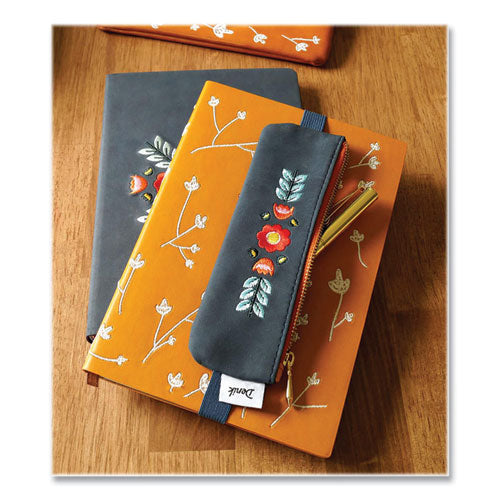 Image of Denik NBPOUCH550 Evelynn Zipper Vegan Suede Notebook Pouch, 2" x 6.5", Blue/Red/Yellow