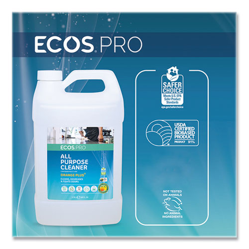 Image of ECOS® PRO PL9706/04 Orange Plus All Purpose Cleaner and Degreaser, Citrus Scent, 1 gal Bottle