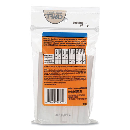 Image of Gorilla® 3023003 Mini Hot Glue Sticks, 0.27" dia x 4", Dries Clear, 30/Pack