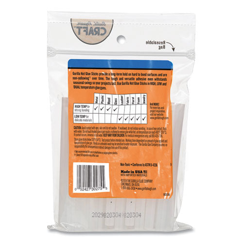 Image of Gorilla® 3027502 Mini Hot Glue Sticks, 0.27" dia x 4", Dries Clear, 75/Pack