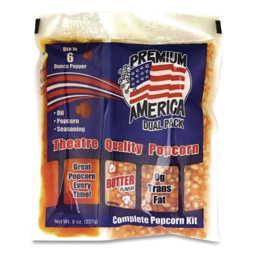 Image of Great Western Products GRE00016 Premium America Popcorn, Butter, 8 oz Pack, 36/Carton