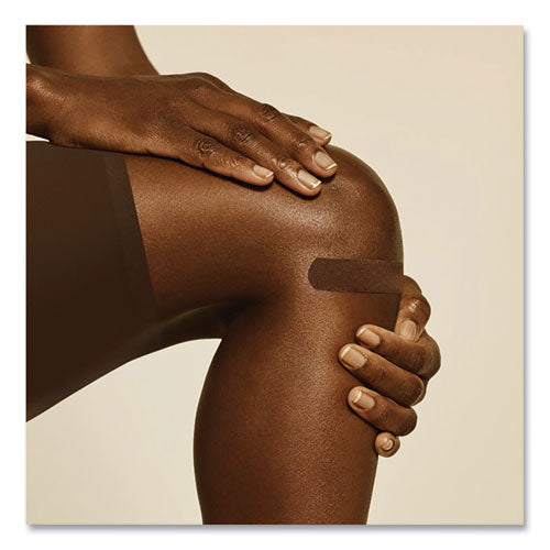 Image of BAND-AIDÂ® OurTone Adhesive Bandages, BR65, 2.25 x 0.63; 3 x 0.75; 3 x 1, Deep Brown, 30/Pack