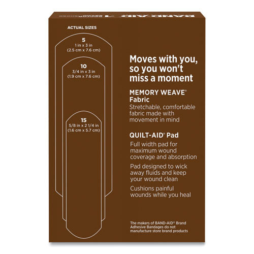 Image of BAND-AIDÂ® OurTone Adhesive Bandages, BR65, 2.25 x 0.63; 3 x 0.75; 3 x 1, Deep Brown, 30/Pack