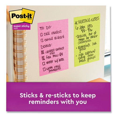Image of Post-it® Notes Super Sticky 660-24SSMIA-CP Pads in Supernova Neon Collection Colors, Note Ruled, Cabinet Pack, 4" x 6", 45 Sheets/Pad, 24 Pads/Pack
