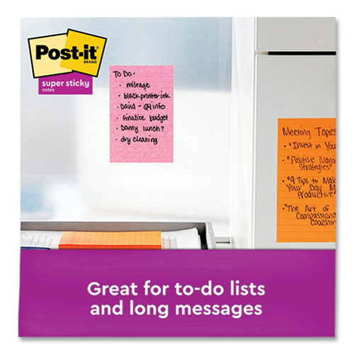 Image of Post-it® Notes Super Sticky 660-24SSMIA-CP Pads in Supernova Neon Collection Colors, Note Ruled, Cabinet Pack, 4" x 6", 45 Sheets/Pad, 24 Pads/Pack