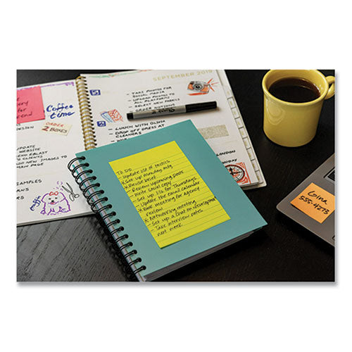 Image of Post-it® Notes Super Sticky 660-24SSMIA-CP Pads in Supernova Neon Collection Colors, Note Ruled, Cabinet Pack, 4" x 6", 45 Sheets/Pad, 24 Pads/Pack