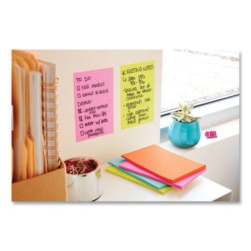Image of Post-it® Notes Super Sticky 660-24SSMIA-CP Pads in Supernova Neon Collection Colors, Note Ruled, Cabinet Pack, 4" x 6", 45 Sheets/Pad, 24 Pads/Pack