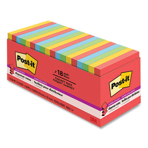 Image of Post-it® Notes Super Sticky R330-18SSAN-CP Pads in Playful Primary Collection Colors, Cabinet Pack, 3" x 3", 90 Sheets/Pad, 18 Pads/Pack
