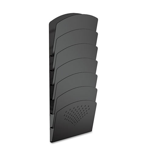 Image of Safco® 3185BL Steel Wall Rack, 7 Sections, Letter/Legal Size, 9.5" x 2" x 21.75", Black