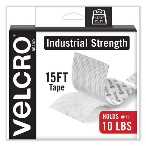 Image of VELCRO® Brand VEL-90198O-USA Industrial-Strength Heavy-Duty Fasteners With Dispenser Box, 2" X 15 Ft, White