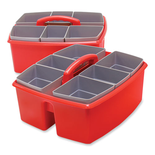 Image of Storex 00981U02C Large Caddy with Sorting Cups, Red, 2/Carton