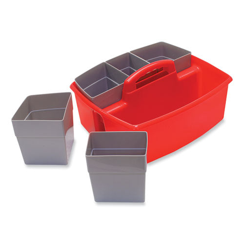 Image of Storex 00981U02C Large Caddy with Sorting Cups, Red, 2/Carton