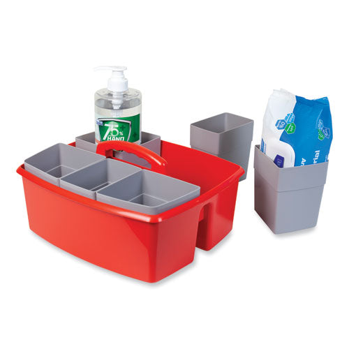 Image of Storex 00981U02C Large Caddy with Sorting Cups, Red, 2/Carton