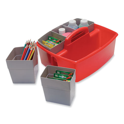 Image of Storex 00981U02C Large Caddy with Sorting Cups, Red, 2/Carton