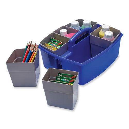 Image of Storex 00985U02C Large Caddy with Sorting Cups, Blue, 2/Carton