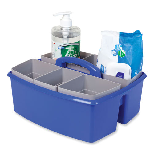 Image of Storex 00985U02C Large Caddy with Sorting Cups, Blue, 2/Carton
