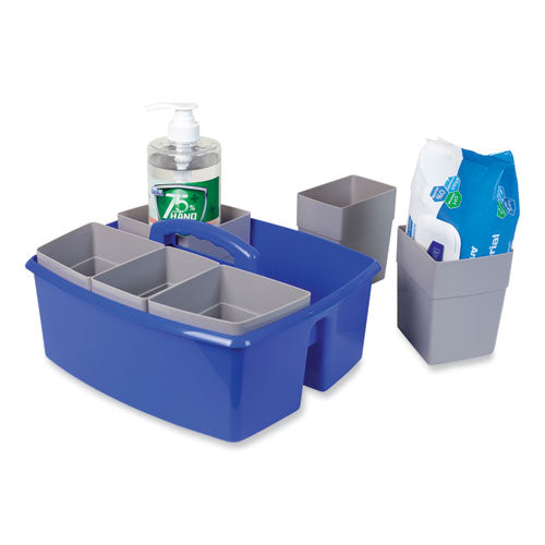 Image of Storex 00985U02C Large Caddy with Sorting Cups, Blue, 2/Carton